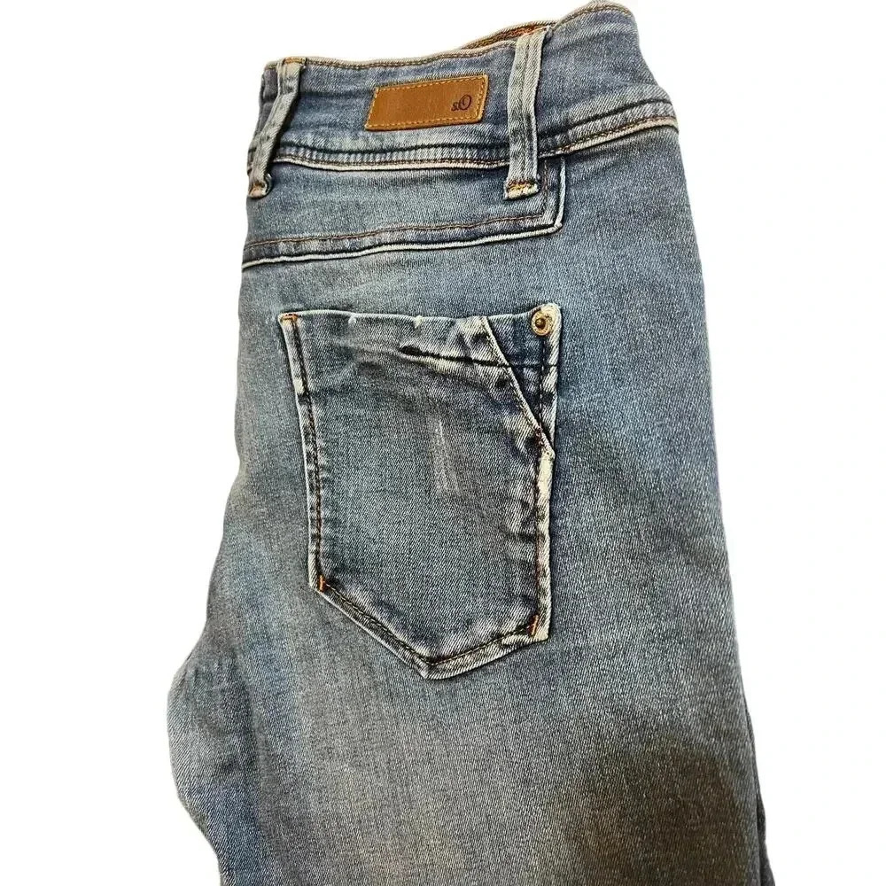 S.OLIVER WOMENS MID RISE DISTRESSED SHAPE SKINNY JEANS SIZE 29 /31 - Picture 7 of 8